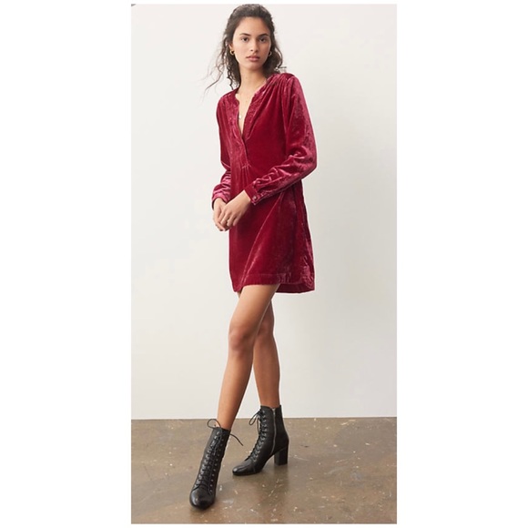 Anthropologie Dresses & Skirts - NWOT Anthropologie Raspberry V Neck Velvet Tunic Dress  Size Small